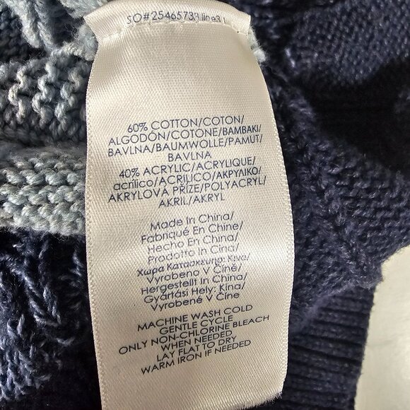 Chaps Sweater Mock Neck Blue Stripes Cableknit Preppy Casual Grunge 2X - Picture 6 of 7